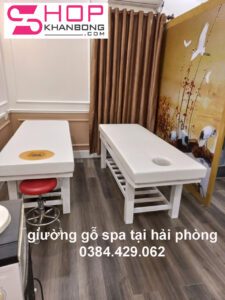 giuong go spa dep 1 225x300 - Giường gỗ spa màu Trắng