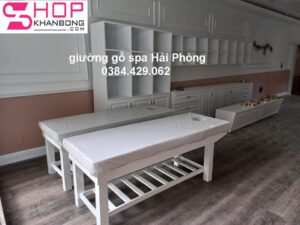 giuong go spa trang 1 300x225 - Giường gỗ spa màu Trắng