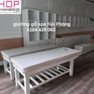 Giường gỗ spa màu Trắng